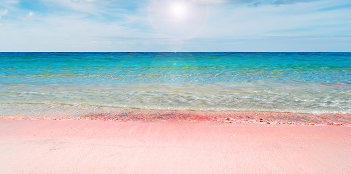 розовый пляж на Карибах
